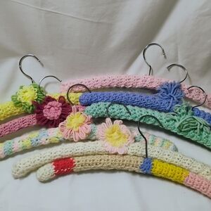 Set Of 8 Vintage 70s Crochet Hangers Grandmacore Kitcshy